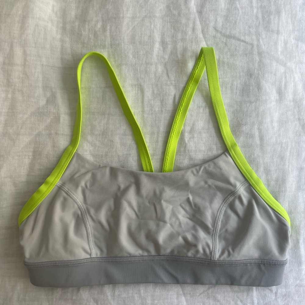 Gray and Neon Green Sports Bra